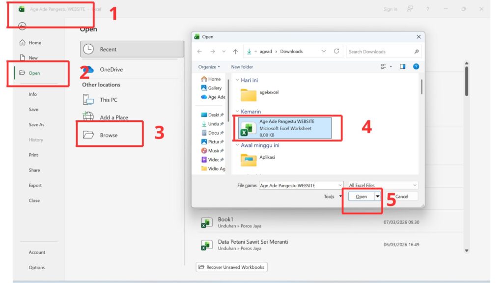 Membuka Workbook Excel Menggunakan Kotak Dialog Open