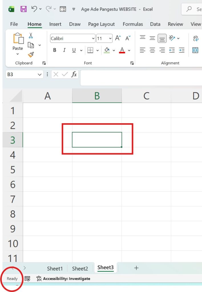 Secara sederhana, mengedit sel Excel adalah proses mengubah isi dari sebuah sel, baik itu: 
Saat tidak digunakan, sel berada dalam kondisi Siap (Ready). Tapi saat kamu mulai mengetik atau mengubah isi, Excel akan masuk ke mode tertentu.
