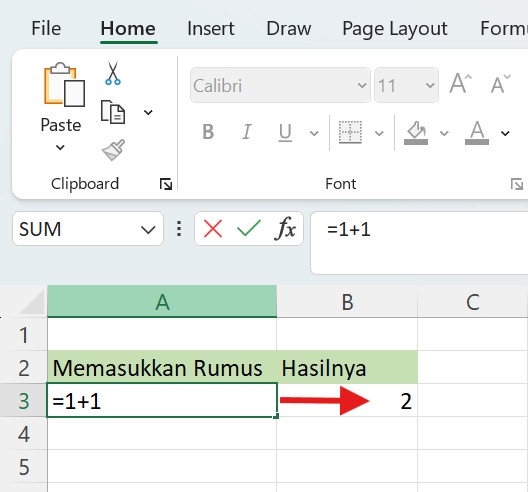 Cara Memasukkan Rumus di Excel
